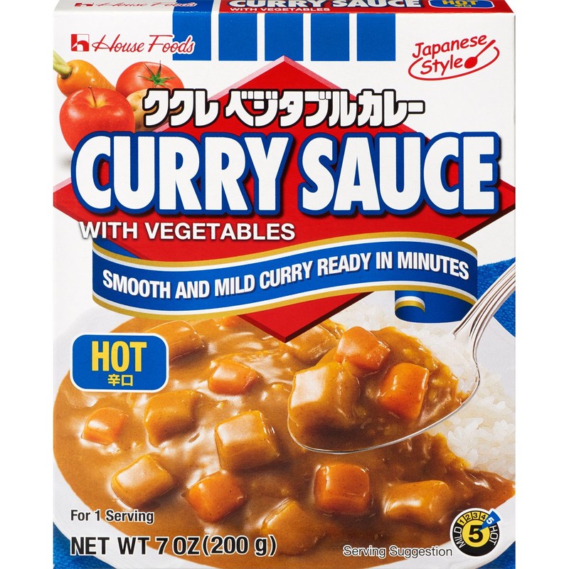 House Foods Curry Sauce with Vegetables, Hot, 7 Ounce Boxes