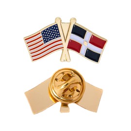 Dominican Republic Country Double Flag Lapel Pin Enamel with United States USA US Souvenir Hat Men Women Patriotic (Double Flag Pin)