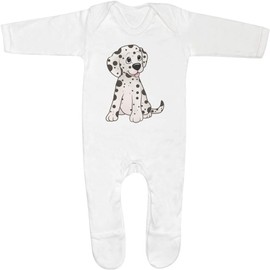 Azeeda 6-12 Month 'Dalmatian Puppy' Baby Romper Jumpsuit/Sleep Suit (SS00022305) White
