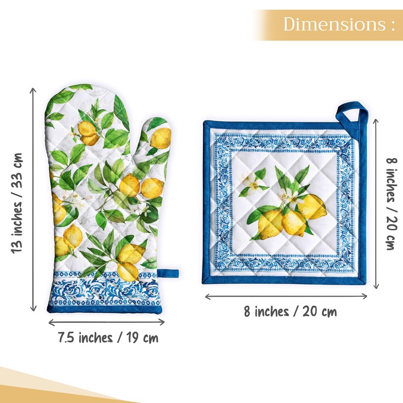 Maison d' Hermine Oven Mitt & Pot Holder 100% Cotton