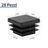 Square Plugs Black End Caps for Chairs, Non-Slip Plastic End