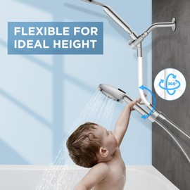 MakeFit Dual Filtered Rain Shower Head Combo, Handheld Shower Head with Adjustable Bar - Rainfall Shower Head And Showerhead with Filter for Hard Water - Removes Chlorine