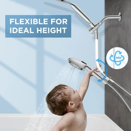 MakeFit Dual Filtered Rain Shower Head Combo, Handheld Shower Head with Adjustable Bar - Rainfall Shower Head And Showerhead with Filter for Hard Water - Removes Chlorine