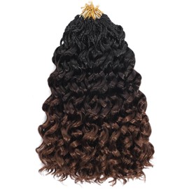 Gogo Curl Crochet Hair 10 Inch 9 Packs Ocean Wave Curly Crochet Hair for Black Women Pre-Looped Deep Wave Water Curly Braiding Extensions (1B/4/30#, 10 Inch(9 Packs))
