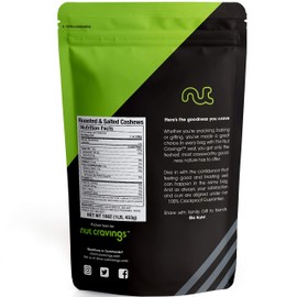 Roasted Cashews Slightly Salted - Jumbo, Whole (16oz - 1 LB) Packed Fresh in Resealable Bag - Nut Trail Mix Snack - Healthy Protein Food, All Natural, Keto Friendly, Vegan, Kosher