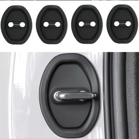 YJMOTOR for 4PCS Door Latch Lock Cover,Silicone Door Latch Guard Car Decorations&Protects Door Latches,Universal Self-Adhesive Door Lock Latch Protector Car Accessories for Most Vehicles (Black)