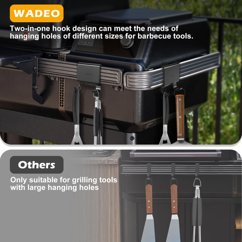 WADEO Pop-and-Lock Accessory Hook for Traeger Grills, 2 in 1