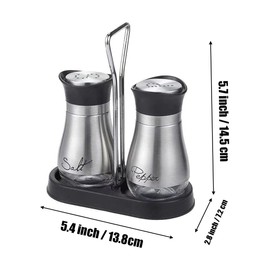 GJIE Pack of 2 Salt and Pepper Pots Salt and Pepper Shaker Salt and Pepper Set Salt Shaker Salt Pot Kitchen Accessories (Silver)