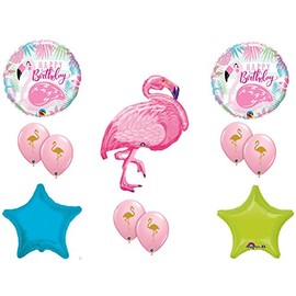 NEW!! Happy Birthday Pink Flamingo Luau Party Balloons Decoration Supplies Ocean Beach Hula