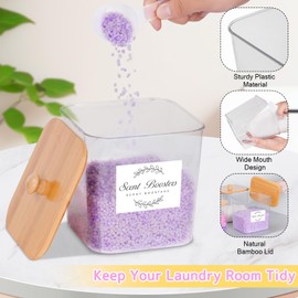 efluky 3 Pack Laundry Pods Container & Dryer Sheet Holder Set,Clear Laundry Room Organization Containers with Bamboo Lids and Labels,Laundry Pods Holder for Scent Booster,Powder,Pod