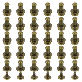QUARKZMAN 30 Pieces 4 mm Chicago Screws Book Screws Set, Round Head Buttons Leather Craft Screw Rivets Post Closure for DIY Decoration Handbag Shoes Belt Repair, Bronze