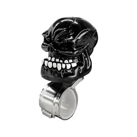 Wevdn Skull Steering Wheel Spinner Knob, Skull Turning Steering Wheel Assist Grip Handle with Hex Wrench, Skull Suicide Driving Booster Steering Wheel Spinner, Car Accessories (Black)
