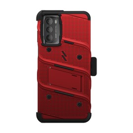 ZIZO Bolt Bundle for Moto g Stylus 2022 Case with Screen Protector Kickstand Holster Lanyard - Red
