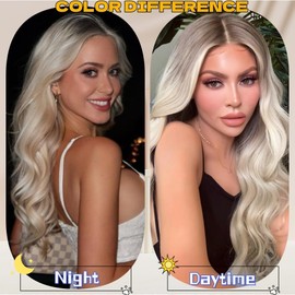 FENJUN HAIR Dark Roots Highlight Ombre Dirty Blonde Synthetic Lace Front Wigs Pre plucked Natural Hairline Body Wave Heat Resistant Wigs for Women Girls Middle Parting