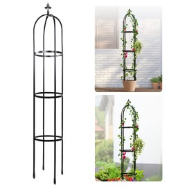 Idzo 100% Metal Obelisk Trellis for Climbing Plants Outdoor 6ft - 72in, Heavy Duty Black Garden Trellis for Climbing Vine with Hammer Stone Coated, 1pc