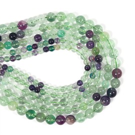 gemstone beads for jewelry making, sold per bag 5 strands inside (Rainbow Fluorite, 6mm)