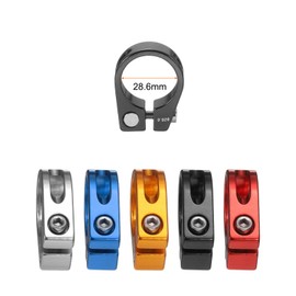 sourcing map Bike Seat Post Clamp 28.6mm Clip Aluminum Alloy Bicycle Locking Seat Post Ring with M4 Hex Screw for 25.4mm Bicycle Mountain Road Bike Tube, Black