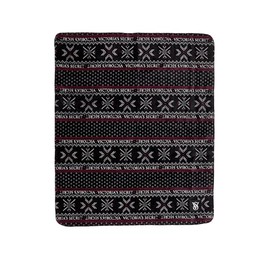 Victoria's Secret Plush Blanket Size 60" x 50"Color Black Fair Isle New