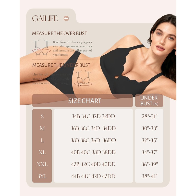 Gailife Bras for Women No Underwire Jelly Bras Wave Wireless