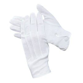 Fittia White Parade Gloves with Grip: Non-Slip for Men & Women with Snap Cuff, Breathable Cotton, Costume Honor Guard Gloves, 1 Pair