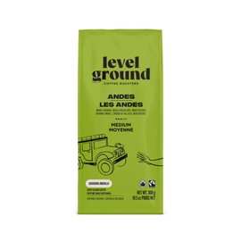 Level Ground Coffee - Andes Mountains Craft Blend - Medium Roast, Ground - Fair Trade, Organic, 1% For the Planet, Kosher - Specialty Coffee - Great in a Drip Brew, French Press, Pour Over - Tastes Rich and Smooth - 300g