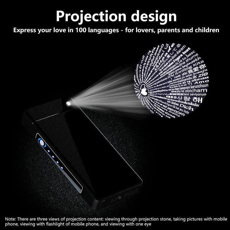 TIKIUKI Electric Lighters Rechargeable with Projection Flameless Windproof Plasma Arc