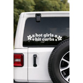 H-TRADINGS Hot Girls Hit Curbs Decal White Glossy Vinyl Sticker 9 X 2 Inches Cars,Windows, Tablet,Skateboard Snowmobiles,Trucks,Vans,Walls,Laptop