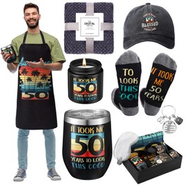 Breling 13 Pcs Fathers Gift for Dad 50th Christmas Birthday Gifts for Men Best Dad Ideas 50 Years Box for Father Day 50 Years Old, Coworker, Teachers, Friends