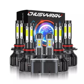 CHUSYYRAY For Nissan Titan 2004-2015 6X Combo LED Headlight Hi/Lo Beam Fog Light Bulbs Kit
