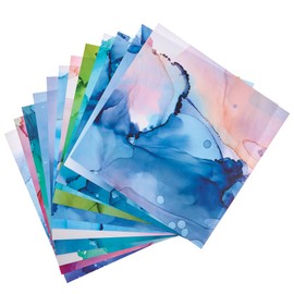 Baker Ross FN270 Rainbow Inks Marble Printed Paper Pack - Pack of 48, Printed Paper For Crafts, Scrapbooking, Decorations, Patterned Paper