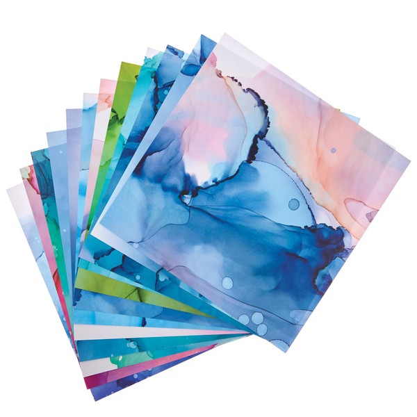 Baker Ross FN270 Rainbow Inks Marble Printed Paper Pack -
