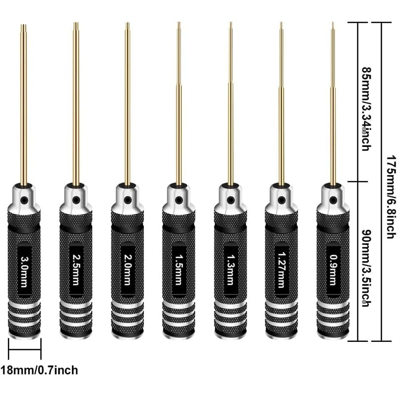 RCpow Hex Driver Set Hex Allen Screwdriver Kit 0.9mm 1.27mm