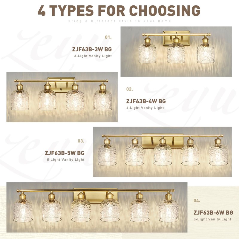 zeyu 27'' Modern Vanity Lights Over Mirror, 4-Light Brushed Gold