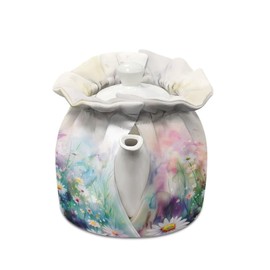 Poceacles Daisy Flower Print Teapot Insulating Cover Kitchen Teapot Cozy Decorative Teapot Carry Bag Fabric Washable