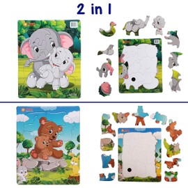 Just Smarty Preschool Jigsaw Puzzles 10 and 11 pcs Kids Ages 3-5. Easy, Cardboard Puzzle with Tray Great for Beginners, Boys and Girls. Toddler Puzzles 3 Year Old Fun Learning Educational Toy, Level 3