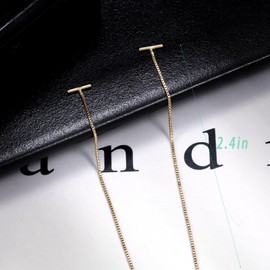 Threader Chain Earrings for Women Gold Silver Long Tassel Earrings Double Piercing Link Dangle Earrings Minimalist Bling Chain Helix Earrings Fashion Statement Jewelry Accessories (gold)