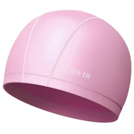 Vanolu Waterproof PU Swim Cap – Non-Slip Long Hair Swimming Cap for Adults, Men & Women, Ideal for Pool & Beach (Pink)