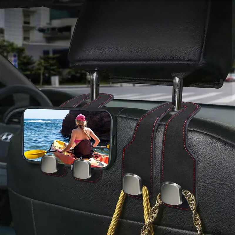 YCSONLY 2 Pcs Car Bag Hooks, Leather Seat Organiser Hooks,