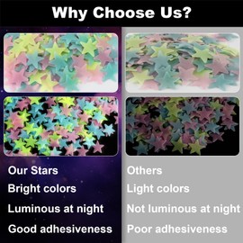 MAQIHAN MAQIHAN 200 Glow in The Dark Stars for Ceiling - Glowing Stars and Moon Stickers Estrellas que brillan en la oscuridad para el techo de cuarto Plastic Space Galaxy Decals Bedroom Wall Decorations