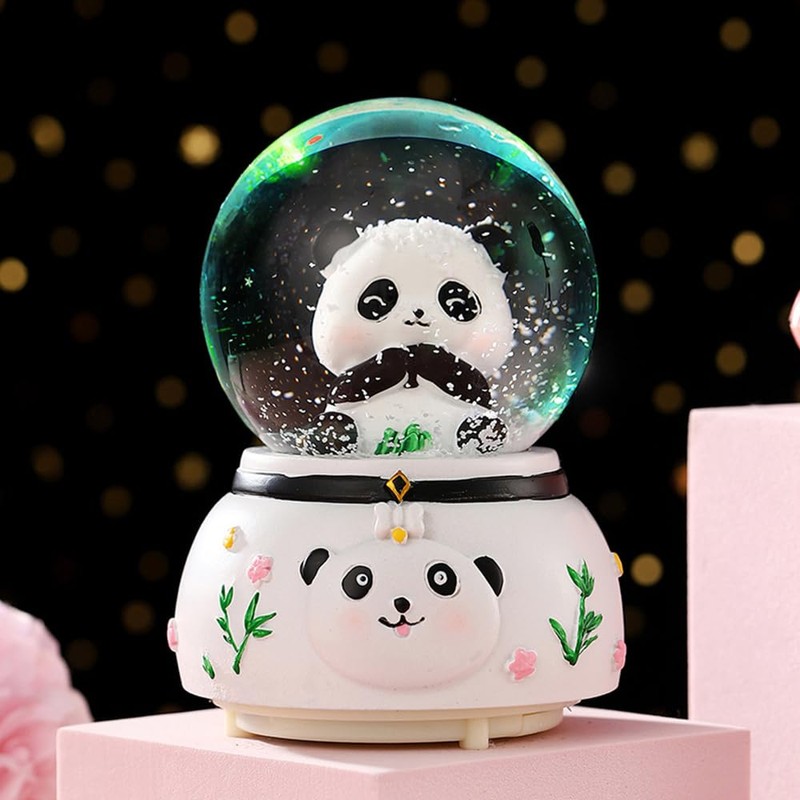 Panda Snow Globe, caja de música de 80 mm para