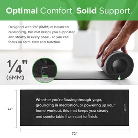 Gaiam Essentials 1/4" Thin (6mm) Yoga & Pilates, Fitness & Exercise Mat with Easy-Cinch Carrier Strap Cusion Support For Fitness and Gym Workouts