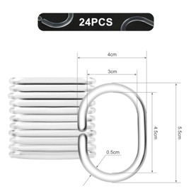 LIHAO Shower Curtain Rings Curtain Hooks 24 Pcs Clear Transparent Curtain Ring Hooks C-Shape Ring Runner