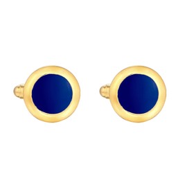Kuzzoi Cufflinks for men, round cufflinks made of 925 sterling silver, gold plated, modern jewellery for the shirt, stylish men's gift for wedding and birthday, Sterling Silver, Enamel