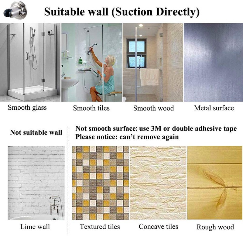 JiePai Vacuum Suction Cup Shower Head Holder,Adhesive Adjustable Suction Handheld