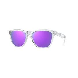 Oakley OO9245 Frogskins Low Bridge Fit Square Sunglasses, Polished Clear/Prizm Violet, 54 mm