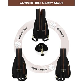 LOVEVOOK Sling Bag for Women, Sling Backpack Crossbody Bag Convertible, Small Diaper Bag Hiking Daypacks Water-resistant, Travel Shoulder Bag Chest Bag, Black Brown Beige