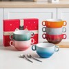 LOVECASA Multi-Color 12 OZ Soup Bowls with Handles, Ceramic Small