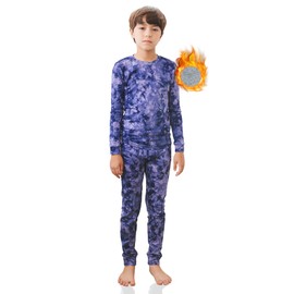 TINFL by Vaenait - Ropa interior térmica Aeroheat para niños de 4 a 14 años con capas base de forro polar cálido conjunto de pijama largo John, A-aurora Navy, 6 Años