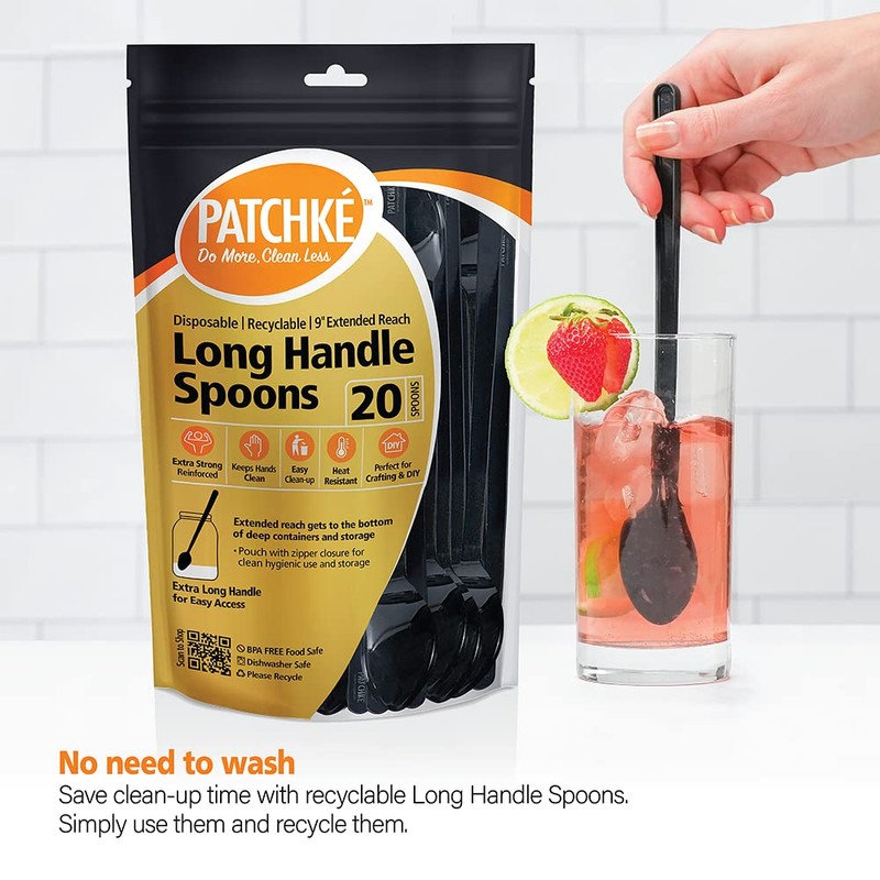 Long Plastic Spoons - 9 Inch - Heavy Duty Long