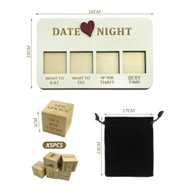 Wooden Date Night Dice for Couples，Portable Dice Set Romantic What to Do Date Night Couples Games with Pouch Storage，for Couples Valentine's Day Birthday Wedding